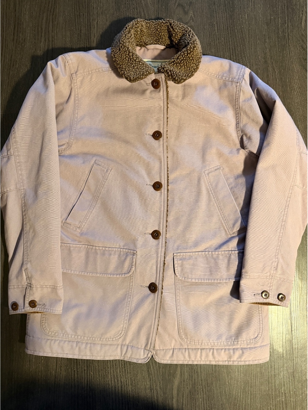 L.L. Bean Women's S Pet Sherpa Collar Canvas Field Coat
